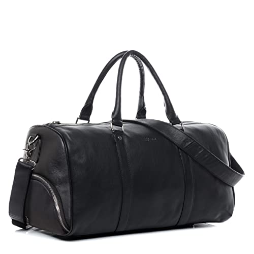 BACCINI große Reisetasche mit separatem Schuh-Fach echt Leder - Weekender Florian - Sporttasche Handgepäck mit Schultergurt - Ledertasche Herren und Damen schwarz handgefertigt von BACCINI