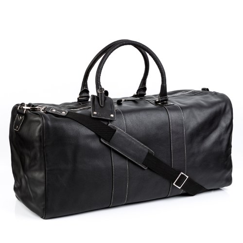 BACCINI XL Reisetasche Toby aus Nappa-Leder I Sporttasche groß XXL groß für Herren und Damen I Weekender Kabinengröße schwarz handgefertigt von BACCINI