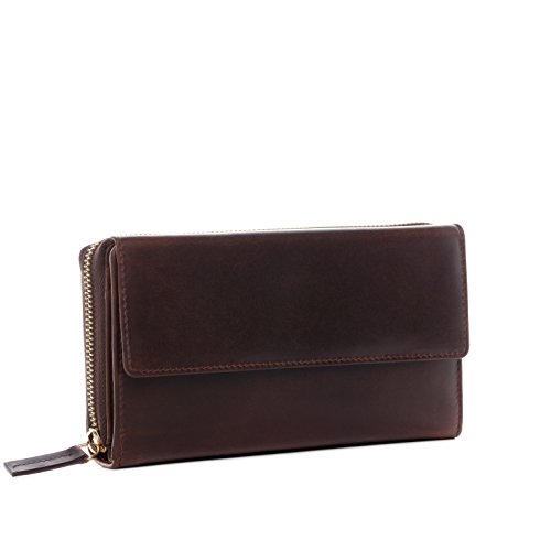 BACCINI große Geldbörse Damen mit vielen Fächern echt Leder - Portemonnaie LIA L - Geldbeutel mit RFID Schutz Damentasche mit - Ledergeldbeutel Damen braun handgefertigt von BACCINI