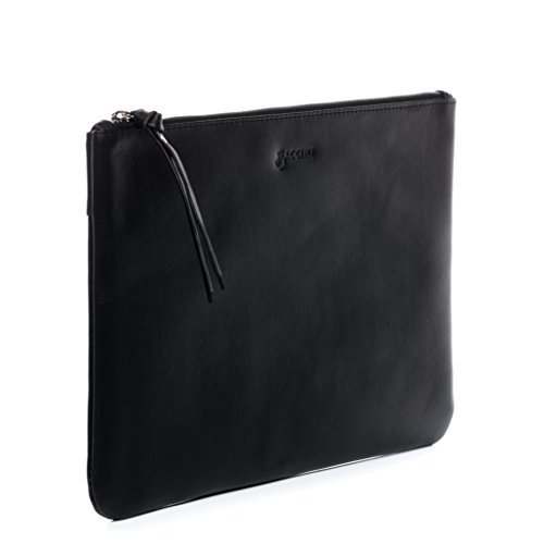 BACCINI große Kosmetiktasche echt Leder - Schminktasche Mel - Make-Up Tasche Damentasche - Ledertasche Damen schwarz handgefertigt von BACCINI