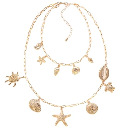 BACH AND BOOZY Muschelkette Set Frauen Meerjungfrau Kostüm Hawaiianische Muschelkette Ozeanhalsketten Muschelchoker von BACH AND BOOZY
