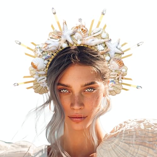 Muschel Haarbänder Meerjungfrauenkrone Stirnband Muschelkrone Sirene Kostüm Frauen Kopfbedeckung für Meerjungfrauen Sirenen Cosplay Renaissance von BACH AND BOOZY