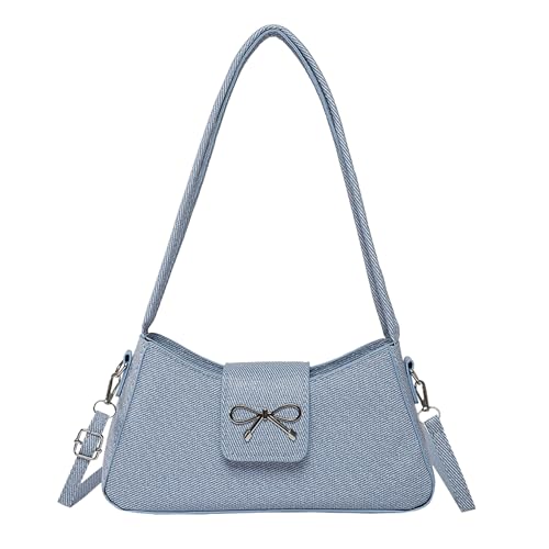 Blaue Umhängetaschen Damenhandtaschen Handtaschen Schleifenhandtasche Y2k Tasche Kleine Umhängetasche Mini Clutch Hobo Handtasche von BACH AND BOUJEE