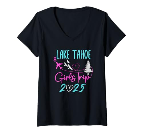 Damen Lake Tahoe Girls Trip 2025, Urlaubsparty, passende Reisen T-Shirt mit V-Ausschnitt Damen Lake Tahoe Girls Trip 2025, Urlaubsparty, passende Reisen T-Shirt mit V-Ausschnitt von BACHELORETTE VIBES Lake Tahoe