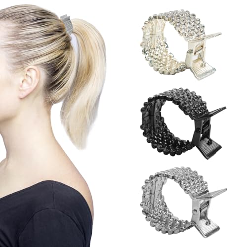 Kleine Haarspangen,3 Stück Pferdeschwanz Haarspangen für Hoher,Haarspangen Damen Vintage,Rutschfeste Metall Strass Haarspangen,Haar Accessoire Frauen. von BACION