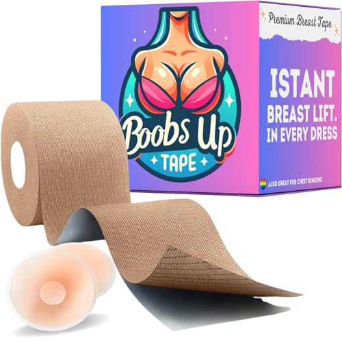 BACK TO ROOTZ Boobs UP: Klebeband für Push-up Brüste, Brusttape mit Silikon-Nippelabdeckungen. Brust- und Brusthebeband. Unsichtbar und langanhaltend. von BACK TO ROOTZ