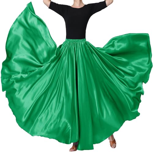 BACKGARDEN Eleganter Damenrock aus Satin, lang, für Ballsaal, Bauchtanz, Performance, Kostüm, Kleid, 20 Meter, St. Patrick's Green, Einheitsgröße von BACKGARDEN