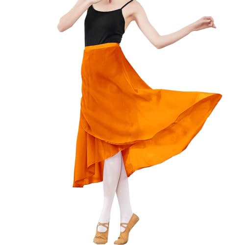 Langer fließender Chiffon-Wickelschal für Erwachsene, für Ballett, Tanz, Skate, Performance, Orange/Abendrot im Zickzackmuster (Sunset Chevron), Einheitsgröße von BACKGARDEN