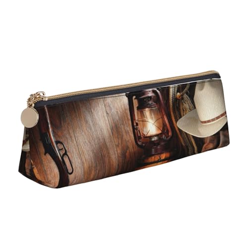 American West Rodeo Print Triangle Leather Stationery Bag - Cosmetic Bag, weiß, Einheitsgröße, Taschen-Organizer von BACKZY