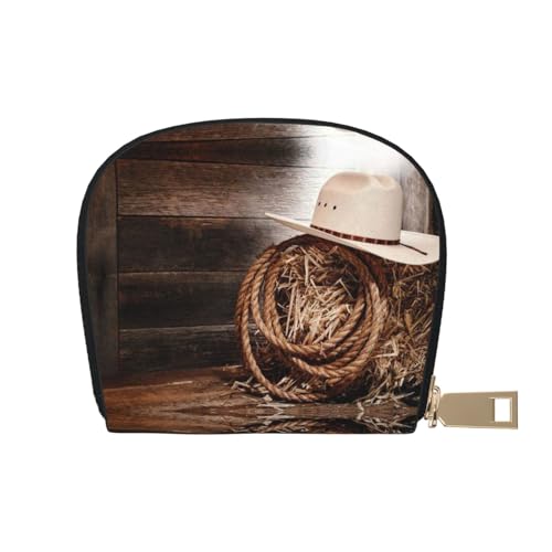 BACKZY American West Rodeo-Hut, bedruckte und modische halbrunde Lederschalen-Kartentasche, geeignet zum Mitnehmen von BACKZY