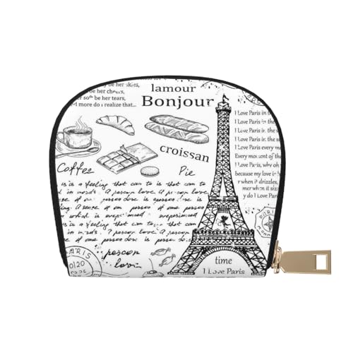 BACKZY Arches National Park bedruckte und modische halbrunde Lederhülle, Kartentasche, geeignet zum Mitnehmen, Pariser Kaffee Eiffelturm, Einheitsgröße von BACKZY