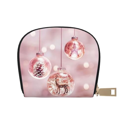 BACKZY Bedruckte und modische halbrunde Ledertasche, Motiv: fallende rote Herzen, geeignet zum Mitnehmen, Rosa Weihnachtskugel, Einheitsgröße von BACKZY