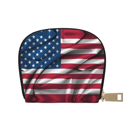 BACKZY Bedruckte und modische halbrunde Ledertasche, Motiv: fallende rote Herzen, geeignet zum Mitnehmen, US-Flagge, Einheitsgröße von BACKZY