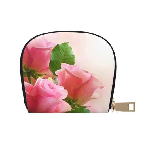 BACKZY Bedruckte und modische halbrunde Ledertasche, geeignet zum Mitnehmen, Rosa Rosen, Einheitsgröße von BACKZY