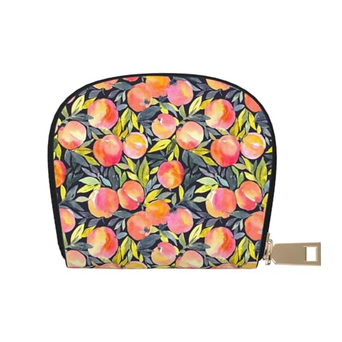 BACKZY Bedruckte und modische halbrunde Ledertasche mit Blumenmuster, geeignet zum Mitnehmen, Bunt Pfirsichfarben, Einheitsgröße von BACKZY