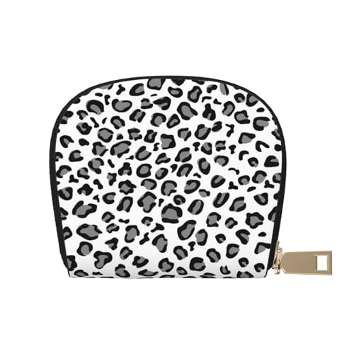 BACKZY Bunte Tasche mit tropischem Meeresfisch bedruckt und modisch, halbrunde Lederhülle, geeignet zum Mitnehmen, Schwarz-Weißer Leopardenmuster, Einheitsgröße von BACKZY