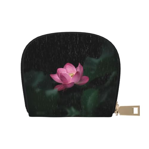 BACKZY Lotusblumen-bedruckte und modische halbrunde Ledertasche, geeignet zum Mitnehmen von BACKZY