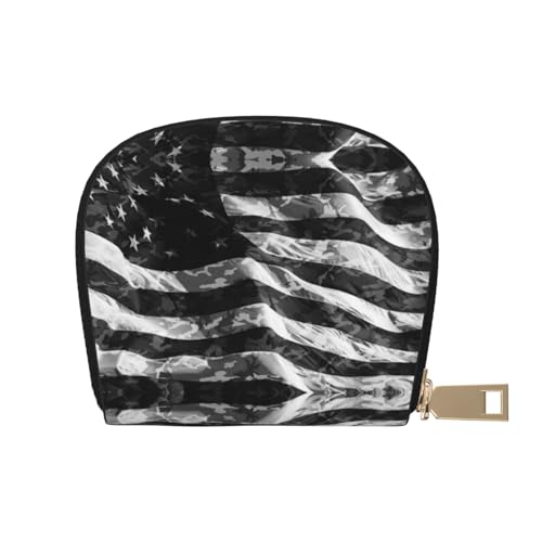 BACKZY Niedliches Meerschweinchen-bedrucktes und modisches halbrundes Lederetui, geeignet zum Mitnehmen, Camouflage Amerikanische Flagge, Einheitsgröße von BACKZY