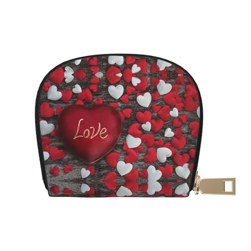 BACKZY Rosa Rose gedruckt und modische halbrunde Lederhülle, Karten-Tasche, geeignet für unterwegs, Valentinstag, Einheitsgröße von BACKZY