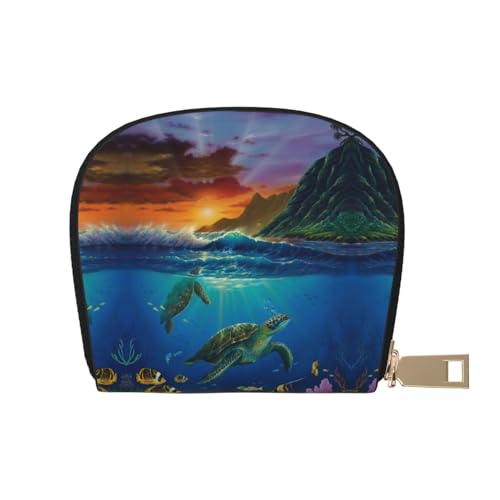 BACKZY Sea Turtles bedruckte und modische halbrunde Ledertasche, geeignet zum Mitnehmen von BACKZY