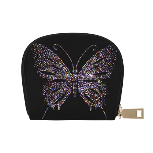 BACKZY Strass-Schmetterling-Druck und modische halbrunde Lederhülle, geeignet zum Mitnehmen von BACKZY