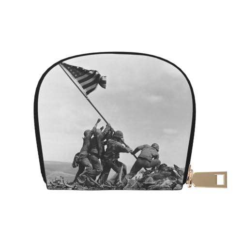 BACKZY United States Marine bedruckte und modische halbrunde Ledertasche, geeignet zum Mitnehmen von BACKZY