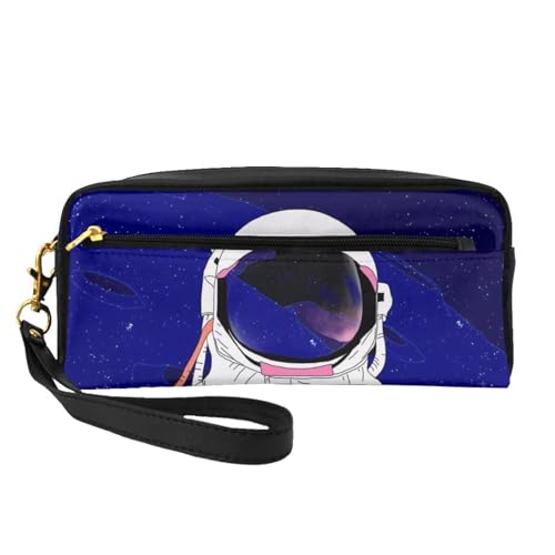 Coole Man-in-Galaxy-Aufdruck, modische Leder-Kosmetiktasche, multifunktionale Aufbewahrungstasche, Schwarz , Einheitsgröße von BACKZY