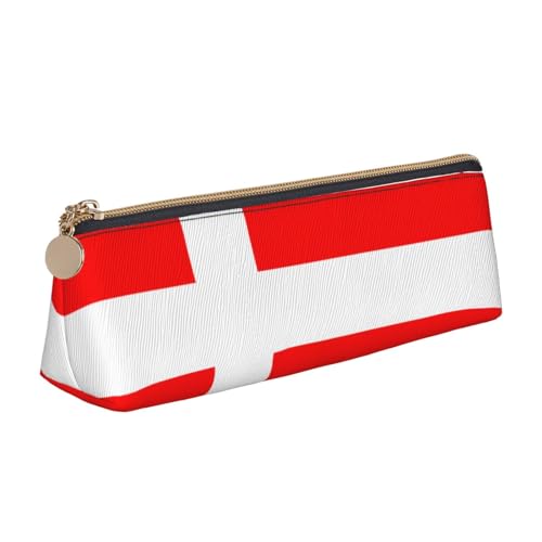 Dänemark Dänische Flagge Druck Dreieck Leder Schreibwaren Tasche - Kosmetiktasche, weiß, Einheitsgröße, Taschen-Organizer von BACKZY
