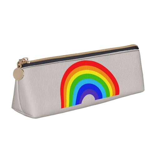 Dreieckige Schreibwarentasche aus Leder mit Regenbogen-Aufdruck – Kosmetiktasche, weiß, Einheitsgröße, Taschen-Organizer von BACKZY