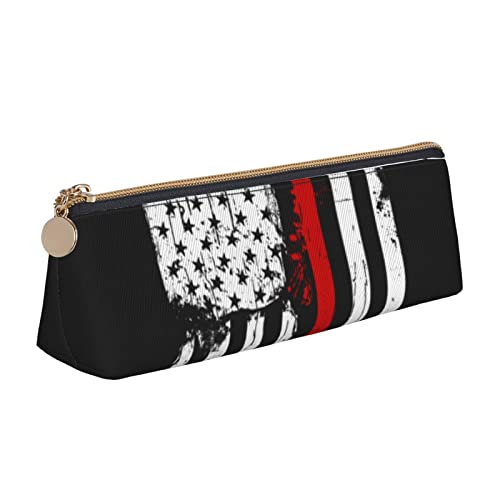 Feuerwehrmann Amerikanische Flagge Druck Dreieck Leder Schreibwaren Tasche - Kosmetiktasche, weiß, Einheitsgröße, Taschen-Organizer von BACKZY