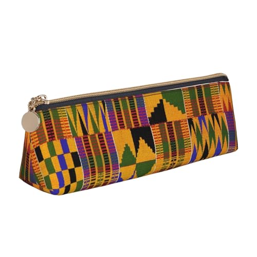 Kosmetiktasche, afrikanisches Tribal-Design, ethnische Textur, dreieckig, Leder, weiß, Einheitsgröße, Taschen-Organizer von BACKZY