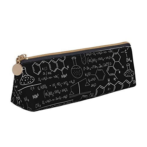 Kosmetiktasche aus Leder, abstrakte Wissenschaft, Chemie, Illustration, 3D-Druck, Dreieck, Schreibwaren-Tasche, weiß, Einheitsgröße, Taschen-Organizer von BACKZY