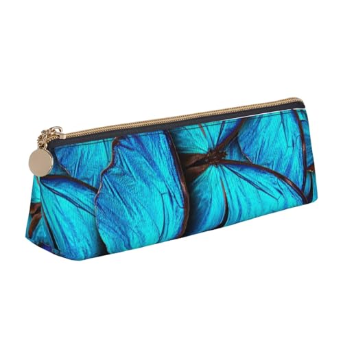 Kosmetiktasche aus Leder, dreieckig, mit Schmetterlings-Aufdruck, Blau, weiß, Einheitsgröße, Taschen-Organizer von BACKZY