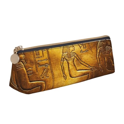 Kosmetiktasche aus Leder mit Ägypten-Hieroglyphen-Druck, dreieckig, für Schreibwaren, weiß, Einheitsgröße, Taschen-Organizer von BACKZY