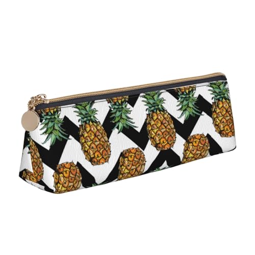 Kosmetiktasche aus Leder mit Ananas-Druck, dreieckig, für Schreibwaren, weiß, Einheitsgröße, Taschen-Organizer von BACKZY