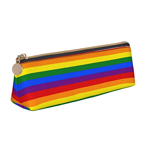 Kosmetiktasche aus Leder mit Regenbogenmuster, dreieckig, für Schreibwaren, weiß, Einheitsgröße, Taschen-Organizer von BACKZY