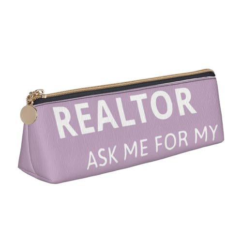 Kosmetiktasche mit Aufdruck "I'm A Realtor Ask Me", dreieckig, Leder, weiß, Einheitsgröße, Taschen-Organizer von BACKZY