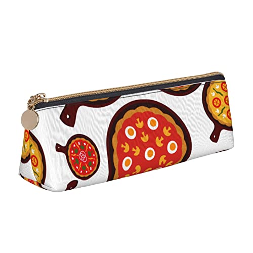 Kosmetiktasche mit Pizza-Lebensmittel-Aufdruck, dreieckig, Leder, weiß, Einheitsgröße, Taschen-Organizer von BACKZY