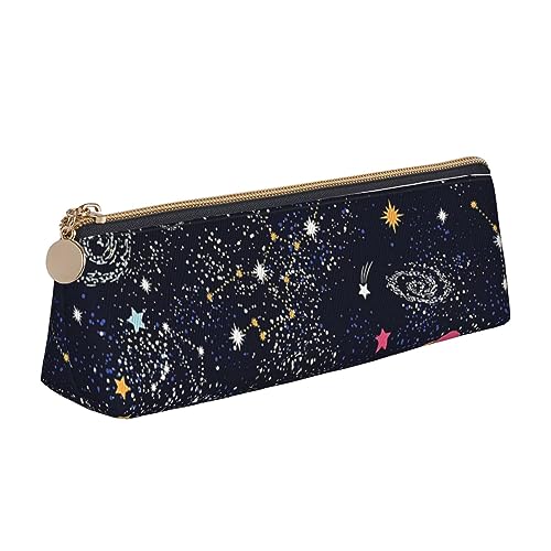Kosmetiktasche mit Sternbild, Sternhaufen und Galaxien, dreieckig, Leder, weiß, Einheitsgröße, Taschen-Organizer von BACKZY