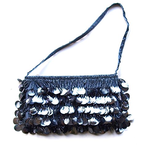 BAD TASTE Handtasche Nr. 21 anthrazit Clutch Perlen & Muschel-Pailetten von BAD TASTE