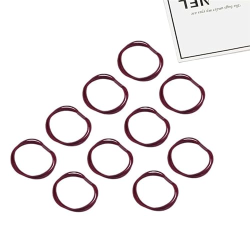 10 Stück Damen Mädchen einfache, einfache elastische Haarbänder, Haargummi, Bündel, Pferdeschwanz-Clips (Color : Three in one Red, Size : Size fits all) von BADALO