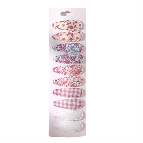 10 Teile/los Haar Clip Neugeborenen Druck Baumwolle Legierung Haar Bogen Snap Set Stoff Plaid Haarnadeln Mädchen Kinder Kopfbedeckungen Baby Haar zubehör (Color : 3637-4) von BADALO