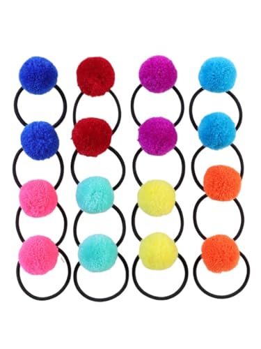 16 Stück elastische Haarbänder for Mädchen, Ball, Gummi-Haarseil, Pferdeschwanz-Kopfschmuck, Kinder-Dutt-Haar-Accessoires (Color : HALL1345002) von BADALO