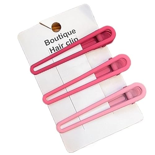 3/4 Pcs/Set Ladies Retro Frosted Geometric Decoration Hair Clips Adult Cute Alloy Hair Clips Women Hair Accessories (Color : Rose red-3 Pcs) von BADALO