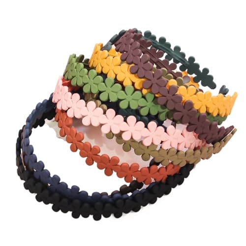 5/10 stücke Mädchen Kunststoff Blumen Haarbänder Nette Blume Stirnbänder Matte Stirnband Frauen Mädchen Haar Zubehör Kopfbedeckungen (Color : 5pcs dark color) von BADALO