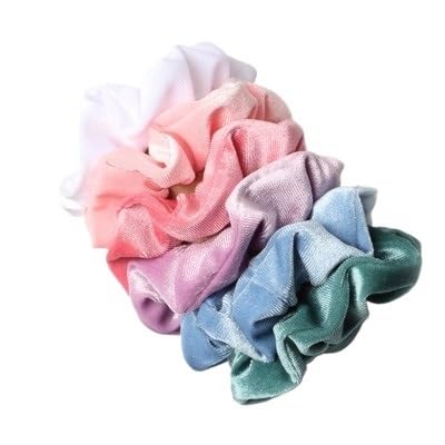 6 Samt-Haarbänder, elastische Haarbänder for Damen, einfarbig, Mädchen, Pferdeschwanzhalter, Haarbänder, Haar-Accessoires (Color : H) von BADALO