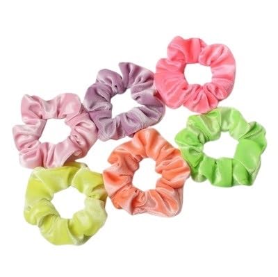 6 Samt-Haarbänder, elastische Haarbänder for Damen, einfarbig, Mädchen, Pferdeschwanzhalter, Haarbänder, Haar-Accessoires (Color : Neon) von BADALO