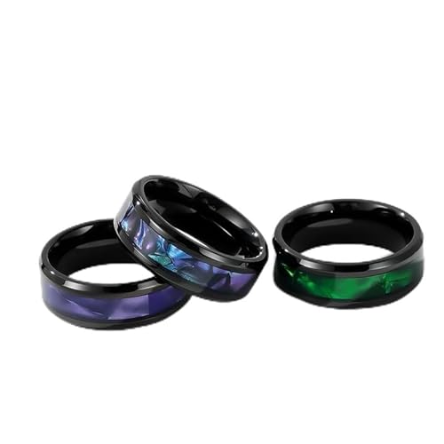 BADALO Amazon Edelstahl schwarzer Ring Ring Herren Abzugsfinger Titanstahl mit eingelegtem lila Stück Europa und den Vereinigten Staaten Gezeitenhandschmuck Schuss (Color : Purple, Size : 9#) von BADALO