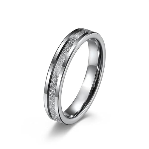 BADALO Eingelegter Eisdraht-Ring aus Wolframstahl, geschlechtslos, kalt, neutraler Stil, for Männer und Frauen, Paare, Antrag, Ehering-Paar (Color : 4mm, Size : 12#) von BADALO