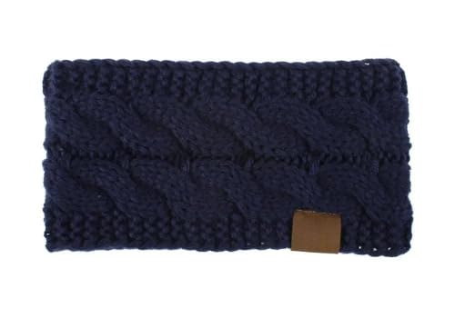 Breites gestricktes Wollstirnband Winter warme Ohrenschützer Hijab Haarschmuck Mädchen Haarband Stirnband Ohrenschützer (Color : Dark Blue) von BADALO